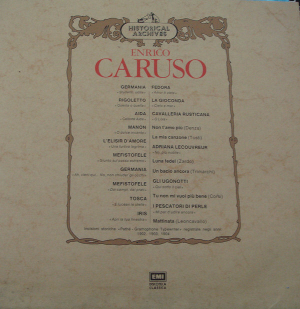 Enrico Caruso 1902 1904 VINYL Discrepancy Records