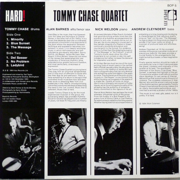 Tommy Chase Quartet / Alan Barnes / Nick Weldon / Andrew Cleyndert