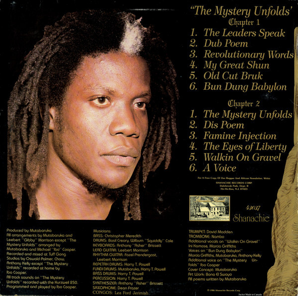 Mutabaruka The Mystery Unfolds Vinyl LP - Discrepancy Records