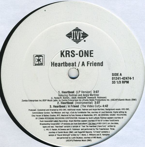 KRS-One A Friend / Heartbeat Vinyl - Discrepancy Records