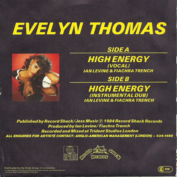 Evelyn Thomas High Energy Vinyl - Discrepancy Records