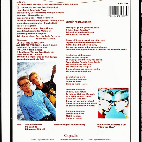 The Proclaimers Letter From America (Band Version) Vinyl - Discrepancy ...