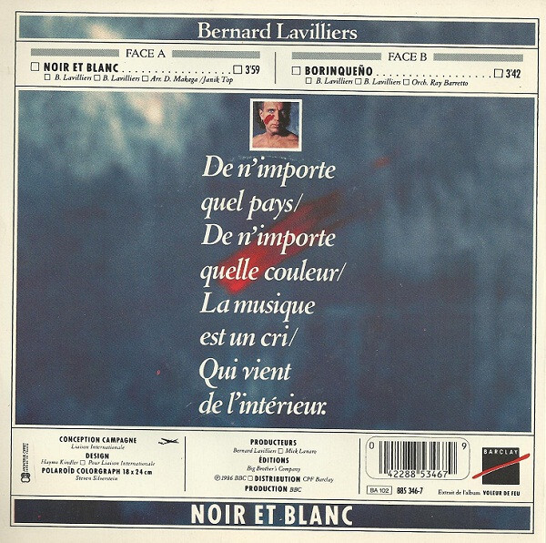 Bernard Lavilliers Noir Et Blanc Vinyl Discrepancy Records