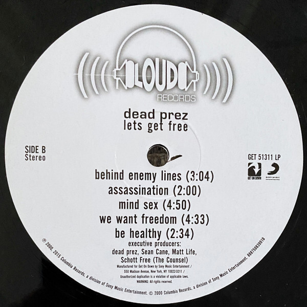 Dead Prez Lets Get Free Vinyl LP Discrepancy Records