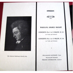 Wolfgang Amadeus Mozart / Jean-Jacques Kantorow / Bournemouth Sinfonietta / Theodor Guschlbauer Concerto No. 4 In D Major, K. 218 / Concerto No. 3 In 