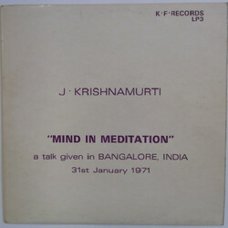 Jiddu Krishnamurti Mind In Meditation Vinyl LP USED