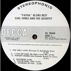 Earl Hines And His Quartet "Fatha" Blows Best Vinyl LP USED