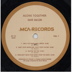 Dave Mason Alone Together Vinyl LP USED