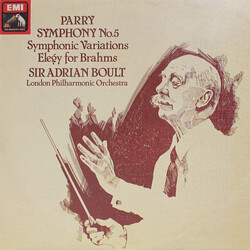 Charles Hubert Hastings Parry / Sir Adrian Boult Symphony No. 5 - Symphonic Variations - Elegy For Brahms Vinyl LP USED