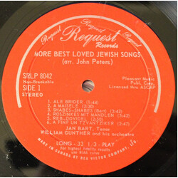 Jan Bart / William Gunther More Best Loved Jewish Songs Vinyl LP USED